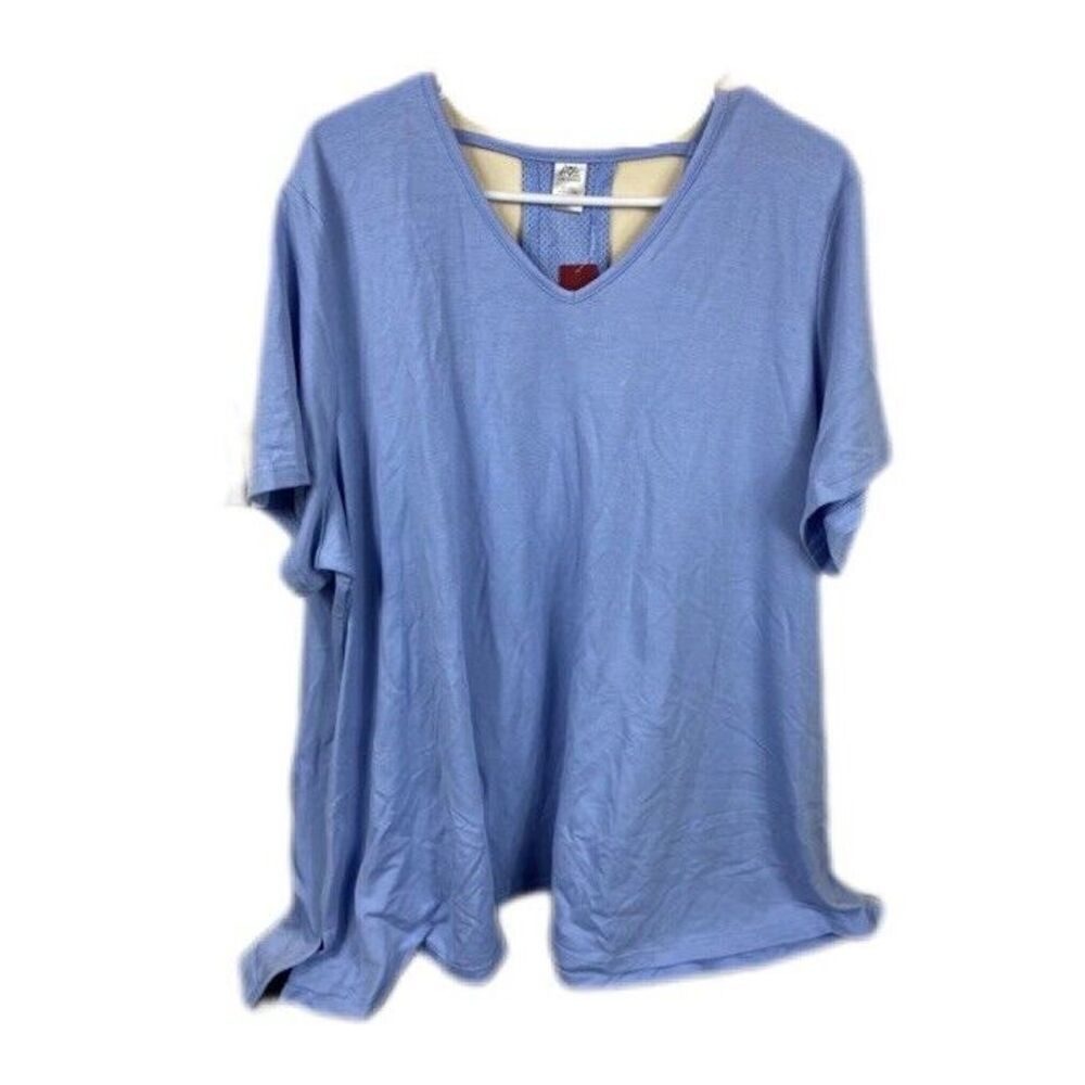 Ave Leisure Blouse‎ Women Plus Size 22/24 Blue Top Wrap Back Shirt Stretchy NEW